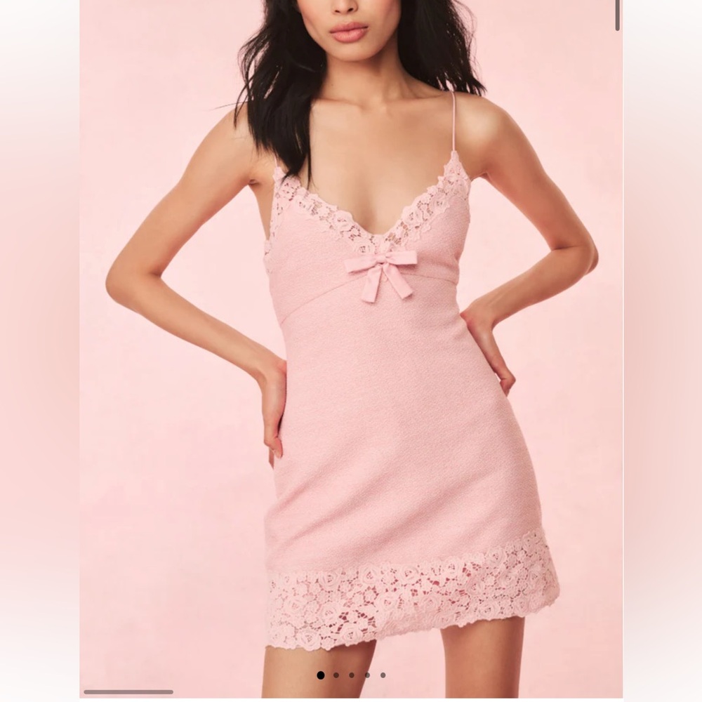 Pink Lace Trim Dress